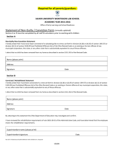 Statement of Non‐Guilty / Conviction Form -Required for all parents/guardians -