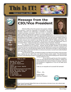 This Is IT! CIO/Vice President Message from the