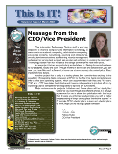 This Is IT! CIO/Vice President Message from the The