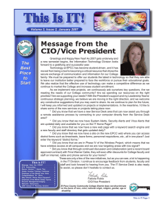 This Is IT! Message from the CIO/Vice President