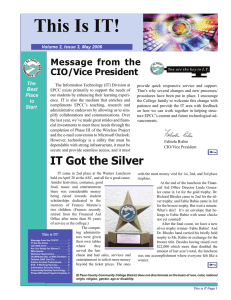 This Is IT! Message  from  the CIO/Vice President The