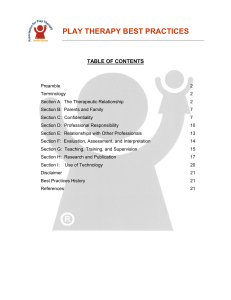 PLAY THERAPY BEST PRACTICES TABLE OF CONTENTS