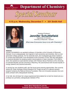 Special Seminar Department of Chemistry Jennifer Schuttlefield