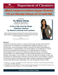Department of Chemistry Aldrich Seminar in Synthetic Organic Chemistry Vy Maria Dong