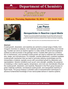 Seminar Department of Chemistry Lee Penn Nanoparticles in Reactive Liquid Media