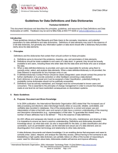Guidelines for Data Definitions and Data Dictionaries