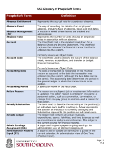 USC Glossary of PeopleSoft Terms PeopleSoft Term Definition