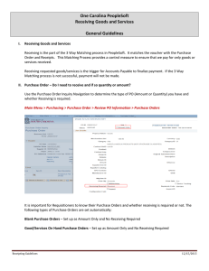 One Carolina PeopleSoft Receiving Goods and Services  General Guidelines