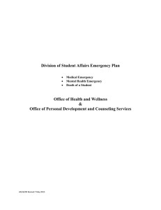Division of Student Affairs Emergency Plan Office of Health and Wellness &amp;