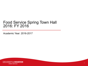 Food Service Spring Town Hall 2016: FY 2016 Academic Year: 2016-2017 1