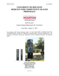 UNIVERSITY OF HOUSTON REQUEST FOR COMPETITIVE SEALED PROPOSALS