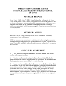 BARREN COUNTY MIDDLE SCHOOL SCHOOL BASED DECISION MAKING COUNCIL BY-LAWS