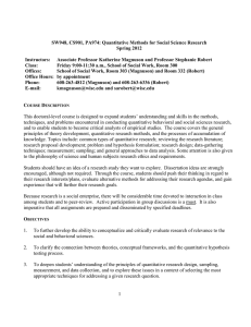 SW948, CS901, PA974: Quantitative Methods for Social Science Research Spring 2012 Instructors: