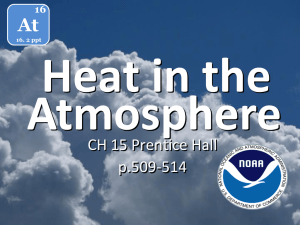 Heat in the Atmosphere At CH 15 Prentice Hall