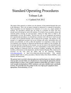 Standard Operating Procedures Tolman Lab v.1 Updated Feb 2012