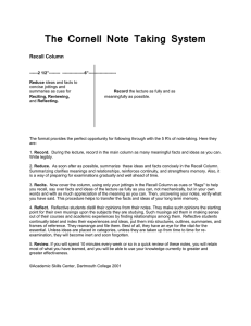 The Cornell Note Taking System  Recall Column