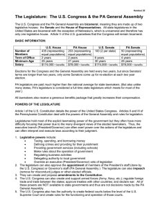 The Legislature:  The U.S. Congress &amp; the PA General...