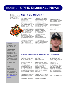 NPHS Baseball News  Mills an Oriole !