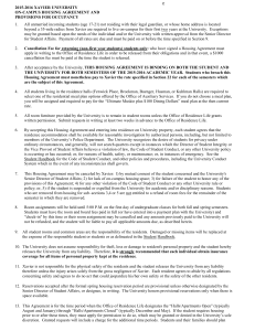 2015-2016 XAVIER UNIVERSITY ON-CAMPUS HOUSING AGREEMENT AND PROVISIONS FOR OCCUPANCY