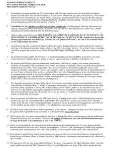 2014-2015 XAVIER UNIVERSITY ON-CAMPUS HOUSING AGREEMENT AND PROVISIONS FOR OCCUPANCY