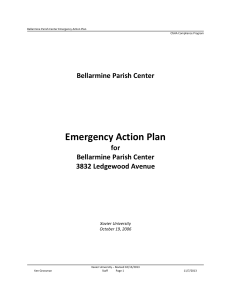 Emergency Action Plan Bellarmine Parish Center for 3832 Ledgewood Avenue