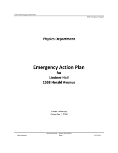 Emergency Action Plan Physics Department for Lindner Hall
