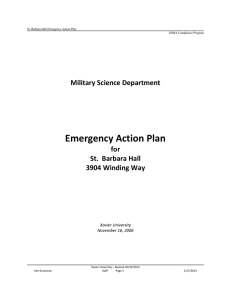 Emergency Action Plan Military Science Department for St.  Barbara Hall