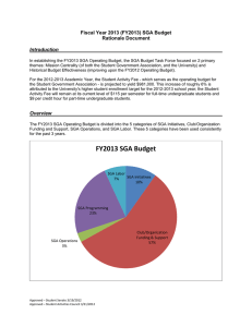 Fiscal Year 2013 (FY2013) SGA Budget Rationale Document  Introduction