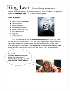 King Lear Formal Essay Assignment