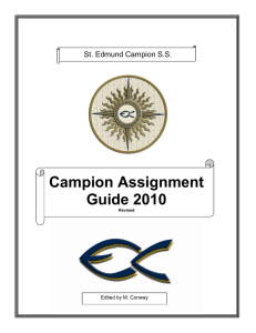 Campion Assignment Guide 2010  St. Edmund Campion S.S.