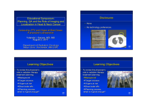 Learning Objectives Disclosures Educational Symposium: Planning, QA and the Role of Imaging and