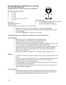 North Penn High School – English Literacy 12 – Course... Mrs. Reading Department- Grading Policy- 2012-13 school year