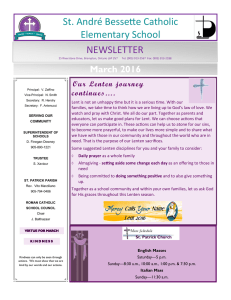 NEWSLETTER St. André Bessette Catholic Elementary School March 2016