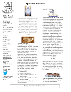 April 2016 Newsletter Bishop Francis Allen School