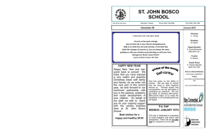 ST. JOHN BOSCO SCHOOL Newsletter #5