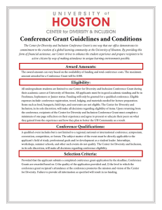 Conference Grant Guidelines and Conditions Student Ambassadors