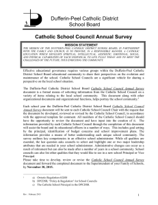 Catholic School Council Annual Survey Dufferin-Peel Catholic District School Board