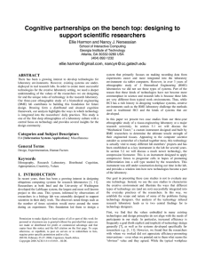 Cognitive partnerships on the bench top: designing to support scientific researchers