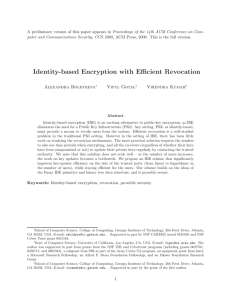 A preliminary version of this paper appears in Proceedings of... puter and Communications Security, CCS 2008, ACM Press, 2008. This...