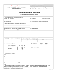 Technology Gap Fund Application Division of Research Office of Intellectual Property Management