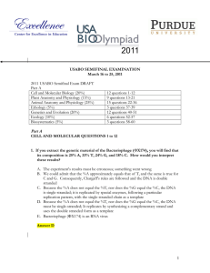 2011 USABO Semifinal Exam DRAFT Part A Cell and Molecular Biology (20%)