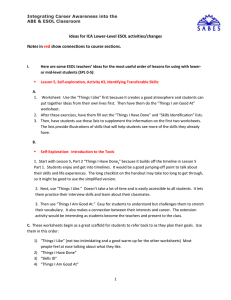 Ideas for ICA Lower‐Level ESOL activities/changes  Notes in   show connections to course sections.   