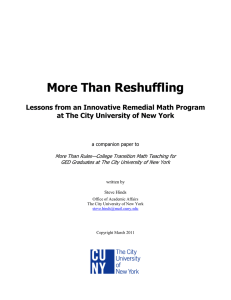 More Than Reshuffling Lessons from an Innovative Remedial Math Program