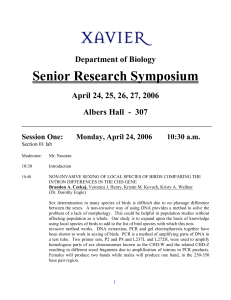 Senior Research Symposium Department of Biology April 24, 25, 26, 27, 2006