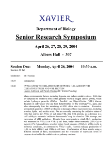 Senior Research Symposium Department of Biology April 26, 27, 28, 29, 2004
