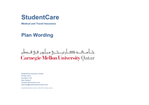 StudentCare  Plan Wording Medical and Travel Insurance