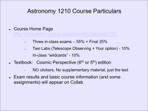 – Astronomy 1210 Astronomy 1210 Course Particulars Your Grandma's Solar System