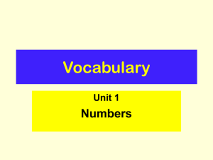 Vocabulary Numbers Unit 1