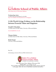 La Follette School of Public Affairs between Prosocial Values and Happiness