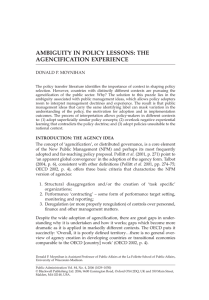AMBIGUITY  IN  POLICY  LESSONS:  THE AGENCIFICATION EXPERIENCE